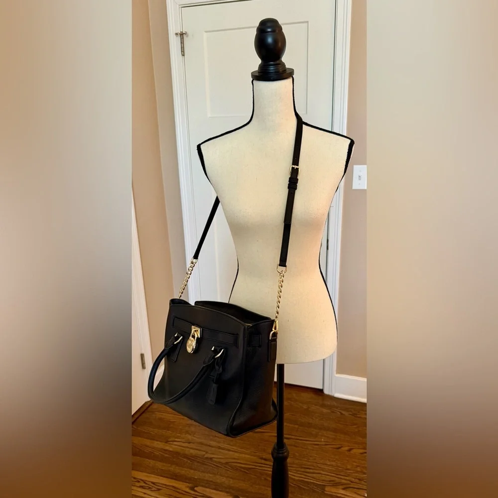 Michael Kors Lock Black and Gold Satchel with Luxurious Leather - Picture 4 of 16